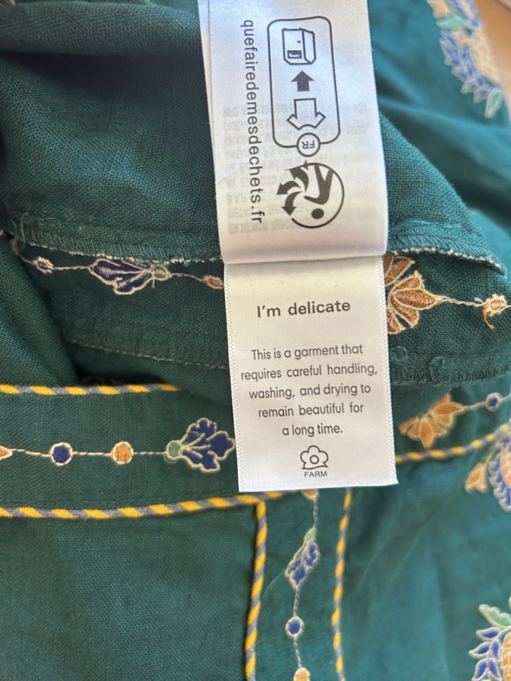 FARM Rio Emerald Green pineapple Maxi Dress with Yellow & Blue Embroidery - Picture 13 of 14
